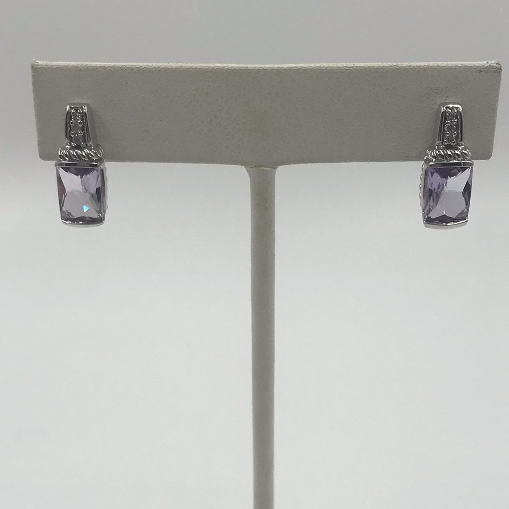 8mm Barrel Genuine Amethyst Earrings